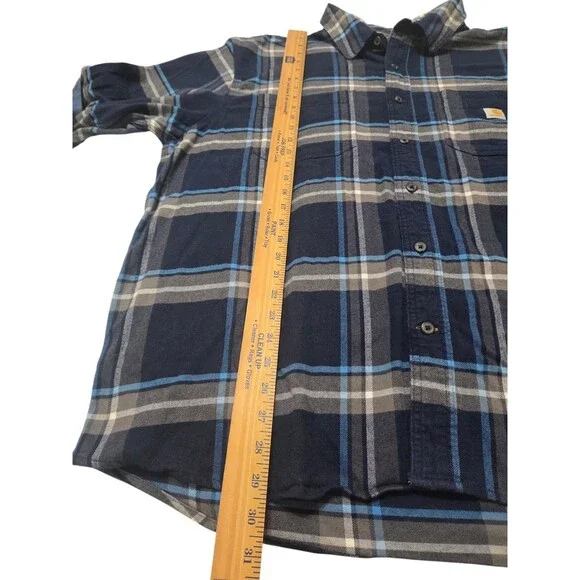 Carhartt Rugged Flex Relaxed Fit Long Sleeve Blue Plaid Flannel Shirt 2XL E1.8 - Picture 4 of 10